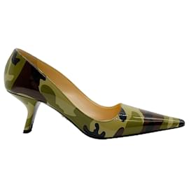 Autre Marque-Zapatos de tacón de camuflaje de charol Prada-Verde