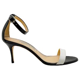 Autre Marque-Manolo Blahnik Black / White Ankle Strap Sandals-Black