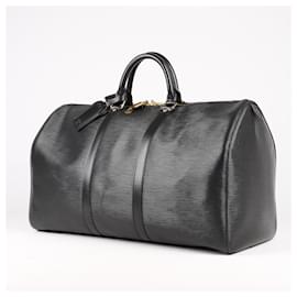Louis Vuitton-Keepall de cuero Epi de Louis Vuitton 50 Bolsa de Viaje en Negro M42962-Negro