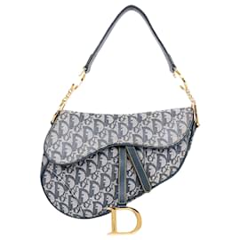 Dior-Bolsa de selim oblíqua trotador Christian Dior-Azul