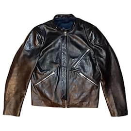 Acne-ACNE STUDIOS GIACCA DA MOTOCICLISTA IN PELLE NERA CON DETTAGLI A NASTRO NEIL SS14-Nero