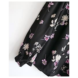 Valentino-Blusa de seda floral Valentino Pre-Fall 2017-Negro