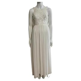 Jenny Packham-White sequin embroidered evening gown-White