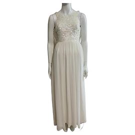 Jenny Packham Robe de soirée blanche brodée de sequins Blanc
