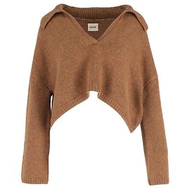Khaite Kurzer Pullover mit V-Ausschnitt aus braunem Kaschmir Braun