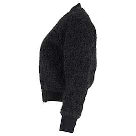 Acne-Acne Studios Cropped Bomber Jacket in Black Wool-Black