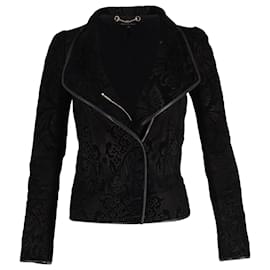 Gucci-Veste zippée à motifs Gucci en velours noir-Noir