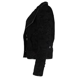 Gucci-Chaqueta con cremallera estampada Gucci en terciopelo negro-Negro