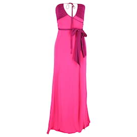 Diane Von Furstenberg-Diane Von Furstenberg Strapless Gown in Pink Silk-Pink