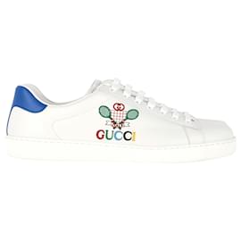 Gucci-Gucci Ace Tennis Low Sneakers in White Leather-White