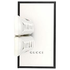 Gucci-Gucci Ace Tennis Low Sneakers aus weißem Leder-Weiß
