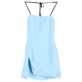 The Attico Mini-robe à bretelles nouées en soie bleu bébé Bleu