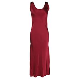 Nili Lotan-Nili Lotan Sleeveless Long Dress in Red Silk-Red