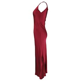 Nili Lotan-Nili Lotan Sleeveless Long Dress in Red Silk -Red