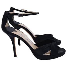 Jimmy Choo-Jimmy Choo Sandalen mit gekreuzten Riemen aus schwarzem Satin -Schwarz