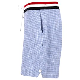 Thom Browne-Thom Browne Drawstring Tweed Shorts in Light Blue Cotton-Blue,Light blue