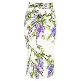 Dolce & Gabbana-Dolce & Gabbana Falda lápiz midi de algodón con estampado floral-Otro,Impresión de pitón