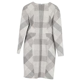 Jil Sander-Jil Sander Printed Long Sleeve Dress in Grey Wool-Grey