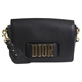 Christian Dior-black leather shoulder bag-Black