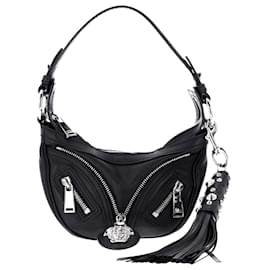 Versace-Versace Repeat Mini Hobo Bag in Black Leather-Black