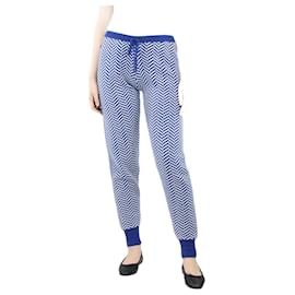Autre Marque-Pantaloni in maglia jacquard chevron blu e panna - taglia M-Blu