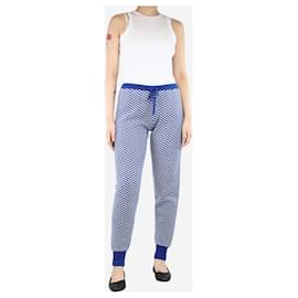 Autre Marque-Pantaloni in maglia jacquard chevron blu e panna - taglia M-Blu