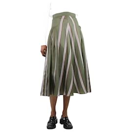 Roksanda-Green silk A-line midi skirt - size UK 8-Green