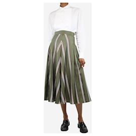 Roksanda-Green silk A-line midi skirt - size UK 8-Green