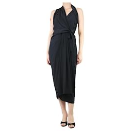 Rick Owens-Black sleeveless silk-blend wrap dress - size UK 10-Black
