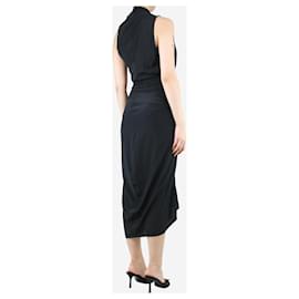 Rick Owens-Black sleeveless silk-blend wrap dress - size UK 10-Black