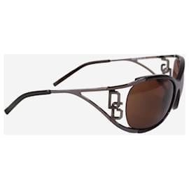 Dolce & Gabbana-Brown wide frame sunglasses-Brown