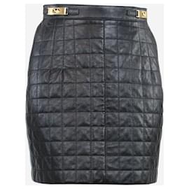 Céline-Black leather quilted skirt - size UK 10-Black