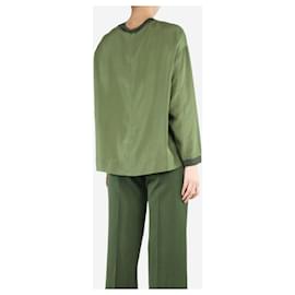 Autre Marque-Blusa de seda verde con cuello redondo - talla XS-Verde