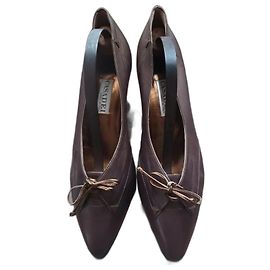 Casadei Leather Heels Bronze Brown