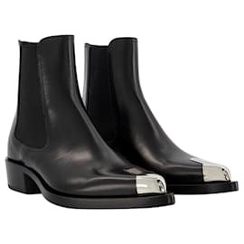 Alexander Mcqueen-Boxcar Boots in Black/Silver leather-Black