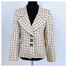 Yves Saint Laurent-YSL checked jacket vintage 1980s-Beige