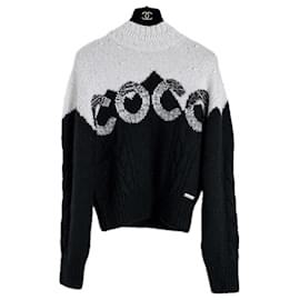 Chanel-Nouveau pull en cachemire emblématique COCO Neige-Noir