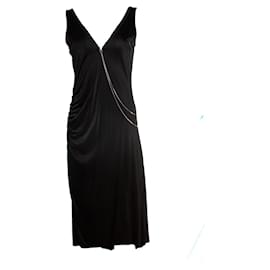 Karen Millen-Karen Millen, Black midi dress with chain-Black