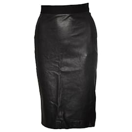 Dkny-DKNY, pencil stretch skirt with leather-Black
