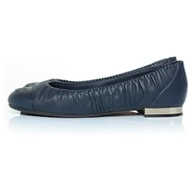 Chanel-Chanel, blue leather ballerina flats-Blue