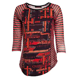 Autre Marque-CUSTO, camiseta de manga larga con pedrería-Negro,Roja,Naranja