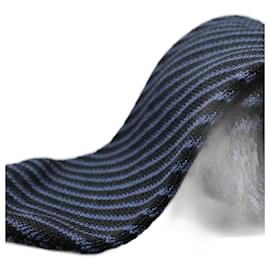 Autre Marque-Corbata Negra à Rayas Azules-Bleu