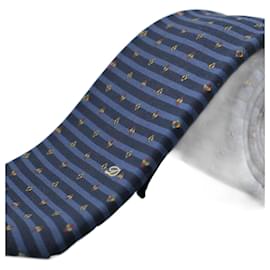 Autre Marque-Corbata Negra a Rayas Azules con Design-Nero