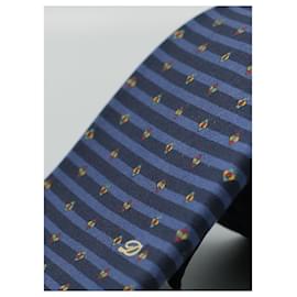 Autre Marque-Corbata Negra em Rayas Azules com Design-Preto