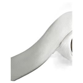 Autre Marque-Corbata Blanca com Design em Quadros-Branco