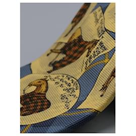 Façonnable-Corbata com Desenhos de Caballos-Azul