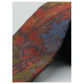Ermenegildo Zegna-Corbata Marrón con Diseño de Flores-Brown