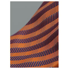 Autre Marque-Corbata Naranja e Rayas Azules-Laranja