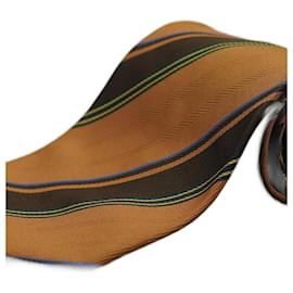 Guy Laroche Corbata Marron a Rayas Negras Marrone