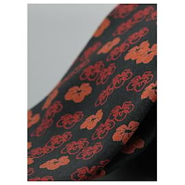 Valentino Garavani-Corbata Negra com Flores Rojas-Preto